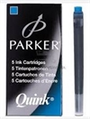 Parker blækpatroner til fyldepen, sort eller blå, 5/pk.